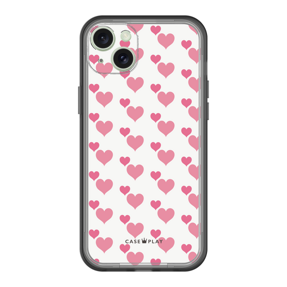 スリムプロテクションプレミアムケース［ Stripe Hearts - Pink ］