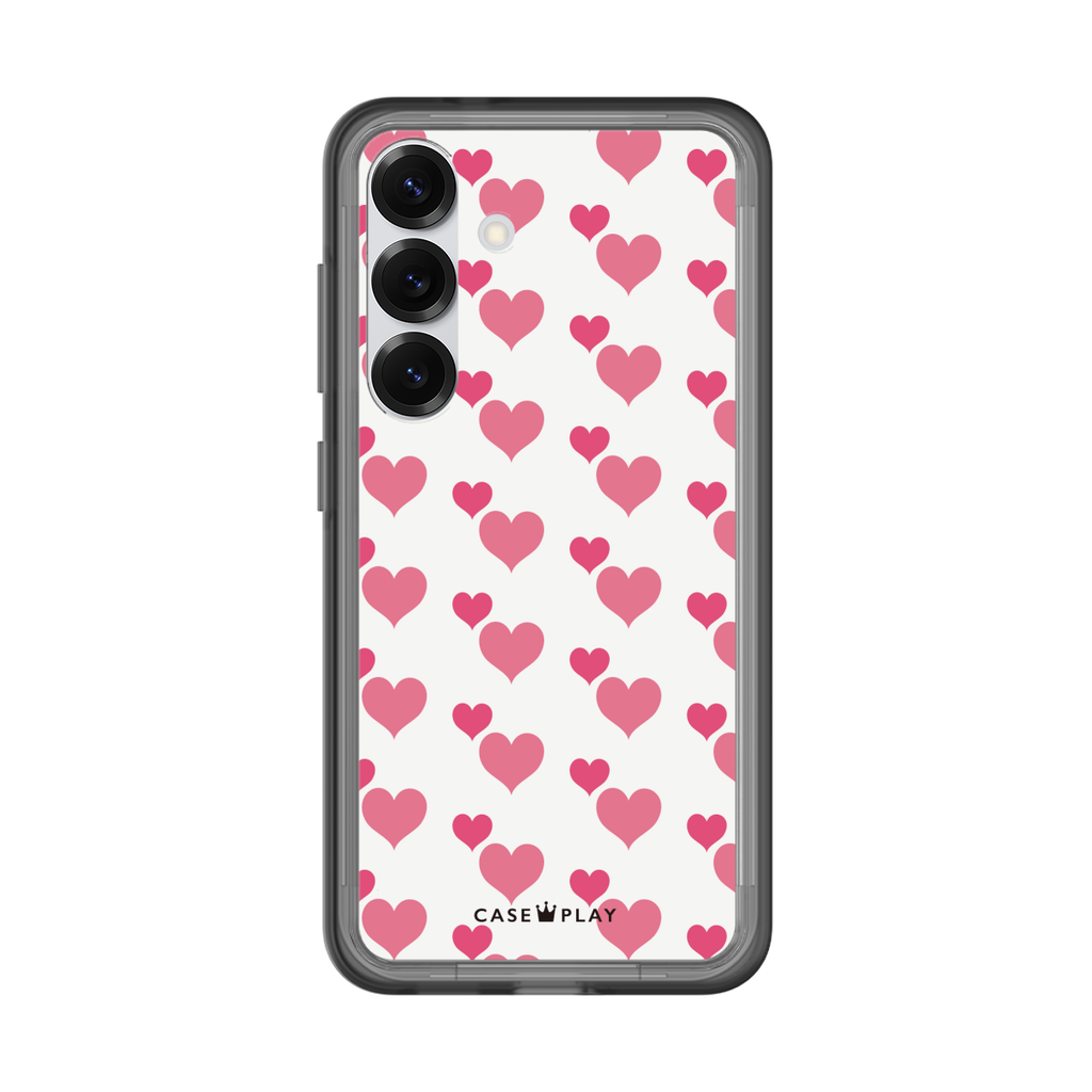 スリムプロテクションプレミアムケース for Samsung Galaxy S25［ Stripe Hearts - Pink ］