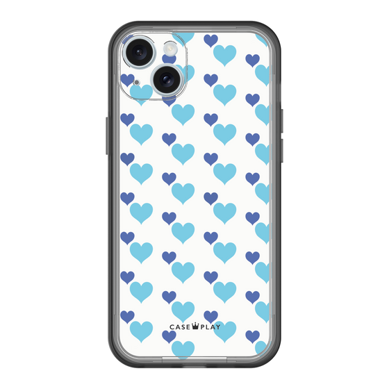スリムプロテクションプレミアムケース［ Stripe Hearts - Blue ］