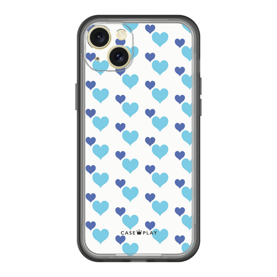 スリムプロテクションプレミアムケース［ Stripe Hearts - Blue ］
