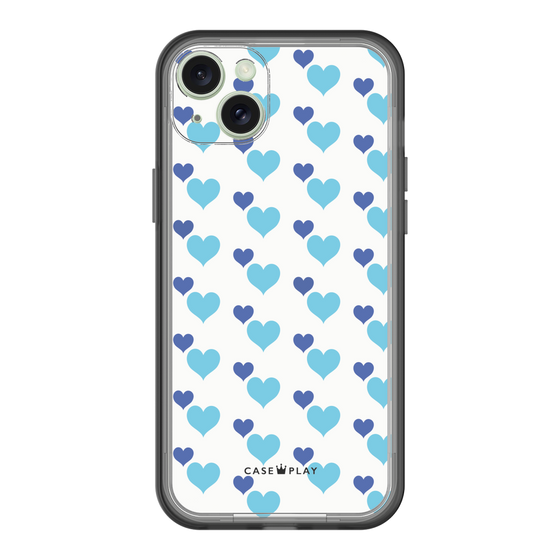 スリムプロテクションプレミアムケース［ Stripe Hearts - Blue ］