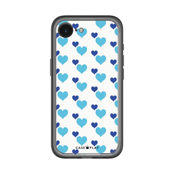 スリムプロテクションプレミアムケース［ Stripe Hearts - Blue ］