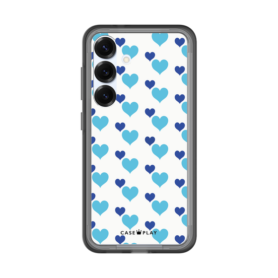 スリムプロテクションプレミアムケース［ Stripe Hearts - Blue ］