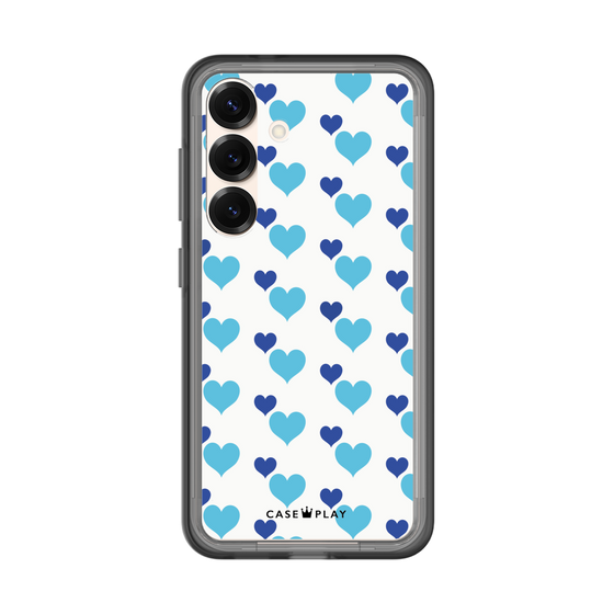 スリムプロテクションプレミアムケース［ Stripe Hearts - Blue ］