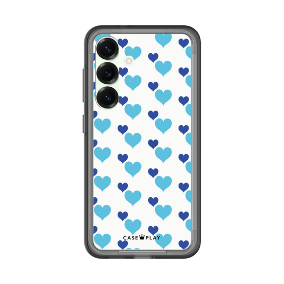 スリムプロテクションプレミアムケース［ Stripe Hearts - Blue ］