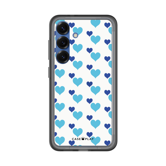 スリムプロテクションプレミアムケース［ Stripe Hearts - Blue ］