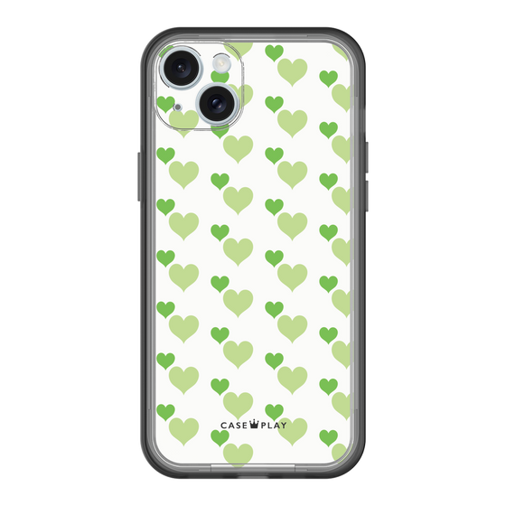 スリムプロテクションプレミアムケース［ Stripe Hearts - Green ］