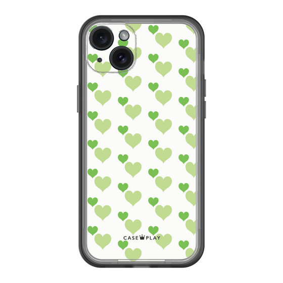 スリムプロテクションプレミアムケース［ Stripe Hearts - Green ］