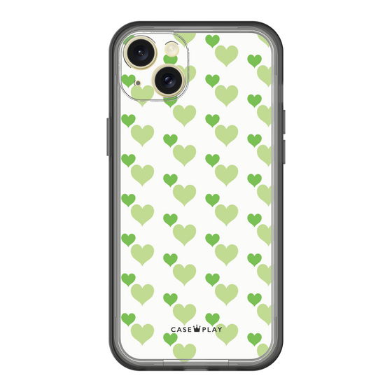 スリムプロテクションプレミアムケース［ Stripe Hearts - Green ］