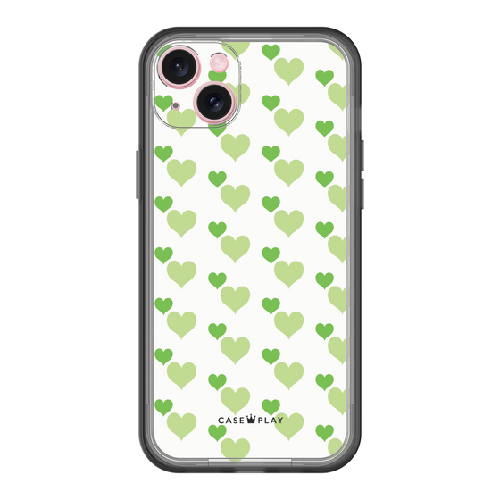 スリムプロテクションプレミアムケース［ Stripe Hearts - Green ］
