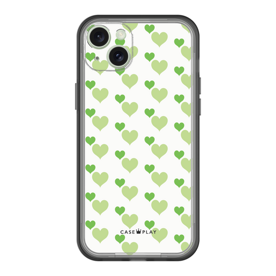 スリムプロテクションプレミアムケース［ Stripe Hearts - Green ］