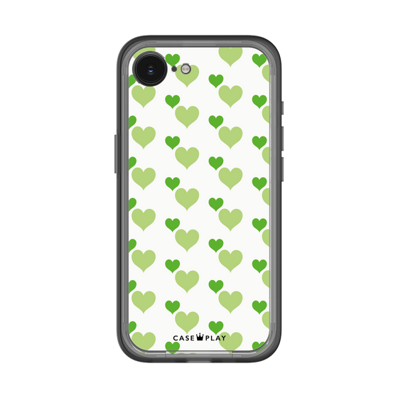 スリムプロテクションプレミアムケース［ Stripe Hearts - Green ］