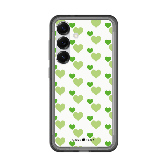 スリムプロテクションプレミアムケース［ Stripe Hearts - Green ］
