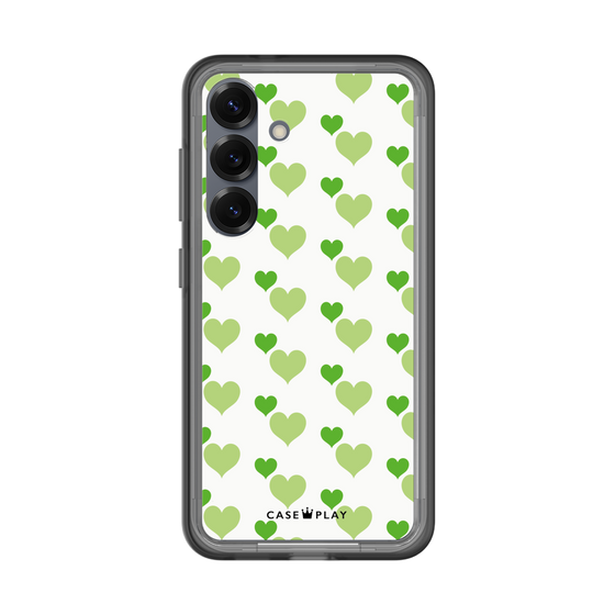 スリムプロテクションプレミアムケース［ Stripe Hearts - Green ］