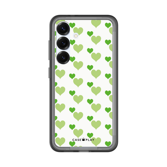 スリムプロテクションプレミアムケース［ Stripe Hearts - Green ］