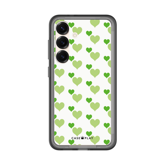 スリムプロテクションプレミアムケース［ Stripe Hearts - Green ］