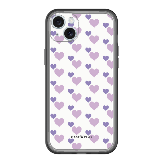 スリムプロテクションプレミアムケース［ Stripe Hearts - Purple ］