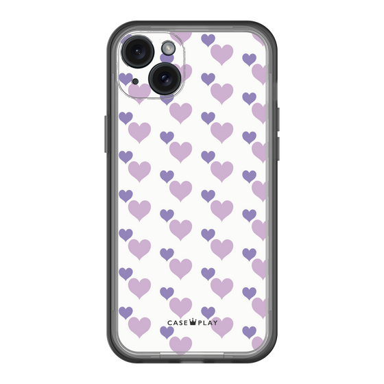 スリムプロテクションプレミアムケース［ Stripe Hearts - Purple ］