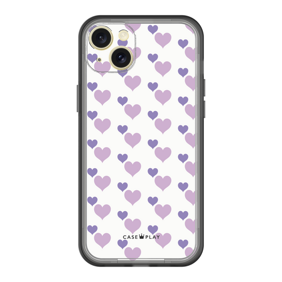 スリムプロテクションプレミアムケース［ Stripe Hearts - Purple ］