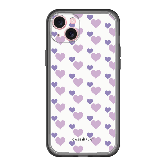スリムプロテクションプレミアムケース［ Stripe Hearts - Purple ］