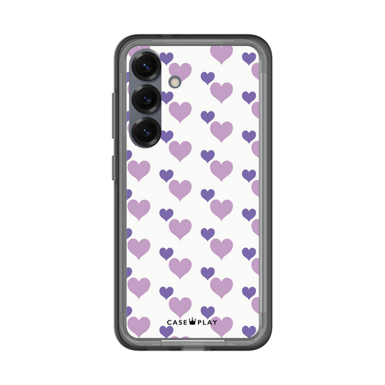 スリムプロテクションプレミアムケース［ Stripe Hearts - Purple ］