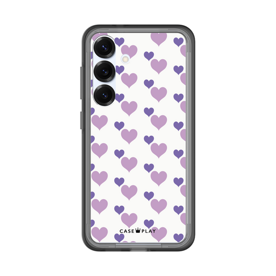 スリムプロテクションプレミアムケース［ Stripe Hearts - Purple ］