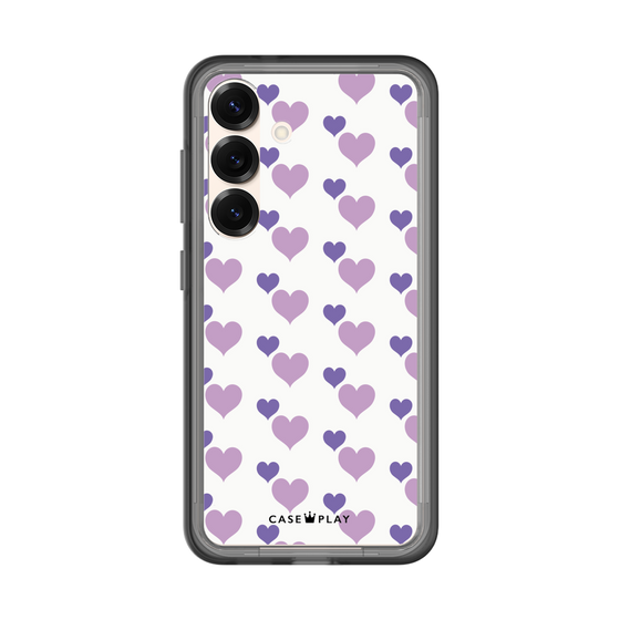 スリムプロテクションプレミアムケース［ Stripe Hearts - Purple ］