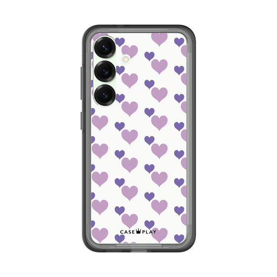 スリムプロテクションプレミアムケース［ Stripe Hearts - Purple ］
