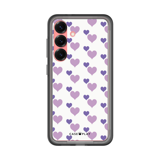 スリムプロテクションプレミアムケース［ Stripe Hearts - Purple ］