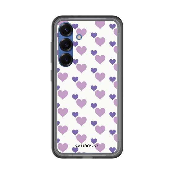 スリムプロテクションプレミアムケース［ Stripe Hearts - Purple ］