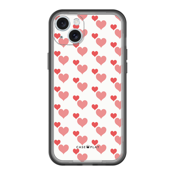 スリムプロテクションプレミアムケース［ Stripe Hearts - Red ］