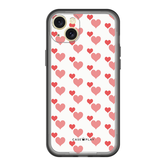 スリムプロテクションプレミアムケース［ Stripe Hearts - Red ］