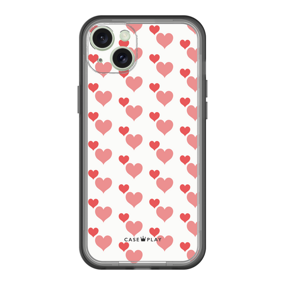 スリムプロテクションプレミアムケース［ Stripe Hearts - Red ］