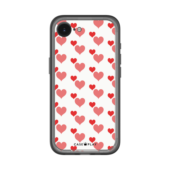 スリムプロテクションプレミアムケース［ Stripe Hearts - Red ］