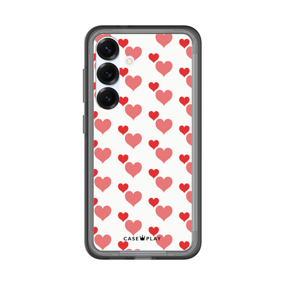 スリムプロテクションプレミアムケース［ Stripe Hearts - Red ］