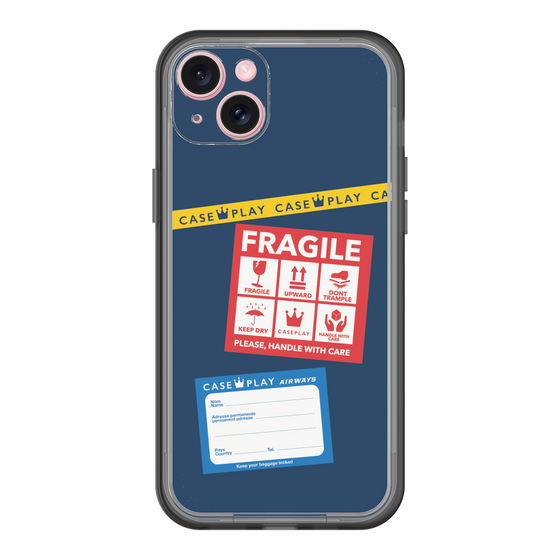 スリムプロテクションプレミアムケース［ FRAGILE Stickers - Navy ］