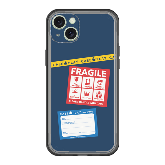 スリムプロテクションプレミアムケース［ FRAGILE Stickers - Navy ］