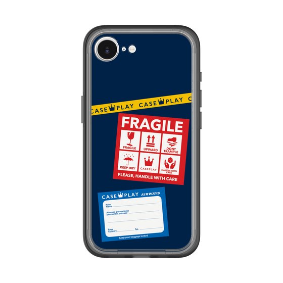 スリムプロテクションプレミアムケース［ FRAGILE Stickers - Navy ］