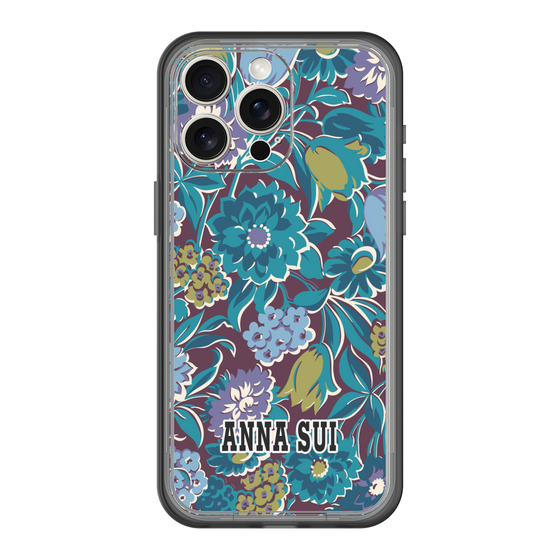 スリムプロテクションプレミアムケース［ ANNA SUI - ガーデンフワラー - シアン ］