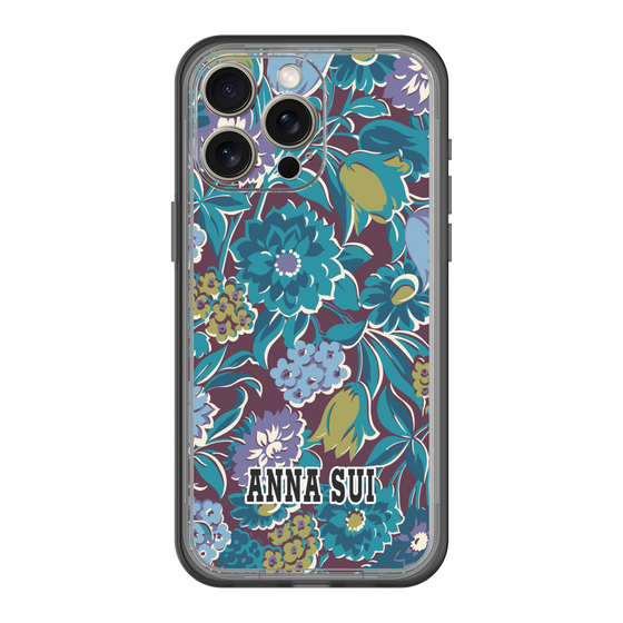 スリムプロテクションプレミアムケース［ ANNA SUI - ガーデンフワラー - シアン ］