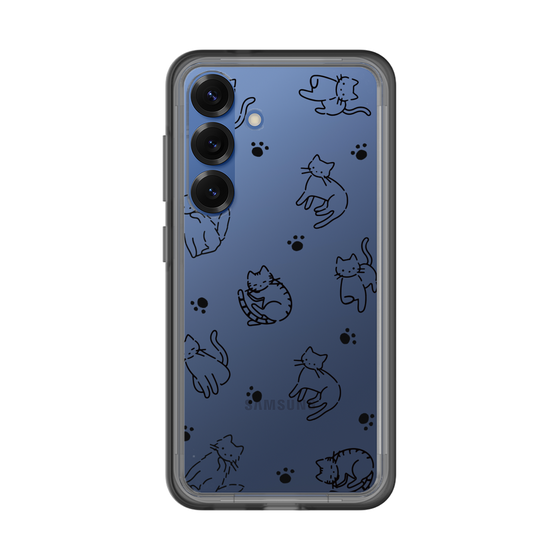 スリムプロテクションプレミアムケース［ オリジナル - CASEPLAYネコ総柄 - black ］