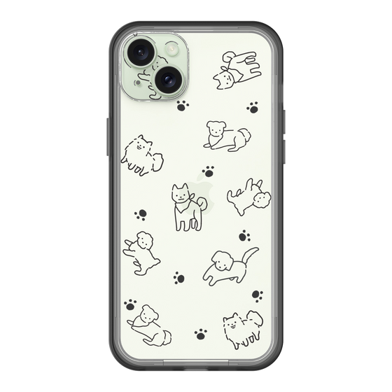 スリムプロテクションプレミアムケース［ オリジナル - CASEPLAYイヌ総柄 - black ］