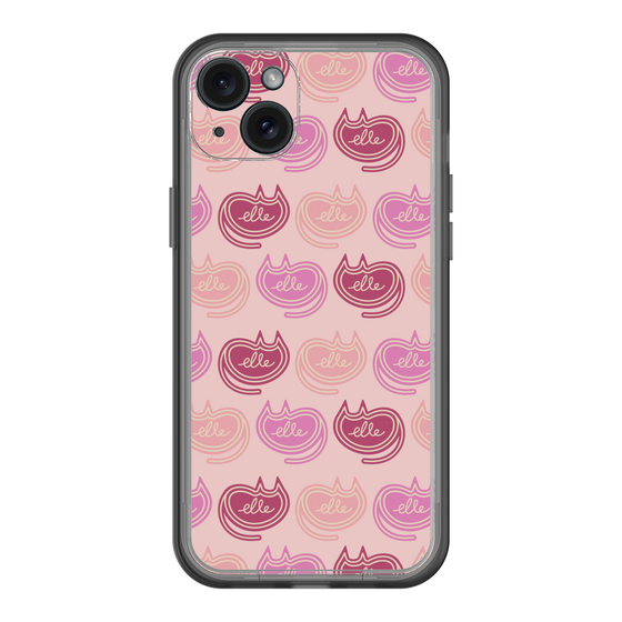 スリムプロテクションプレミアムケース［ ELLE - Cat Pattern - ピンク ］