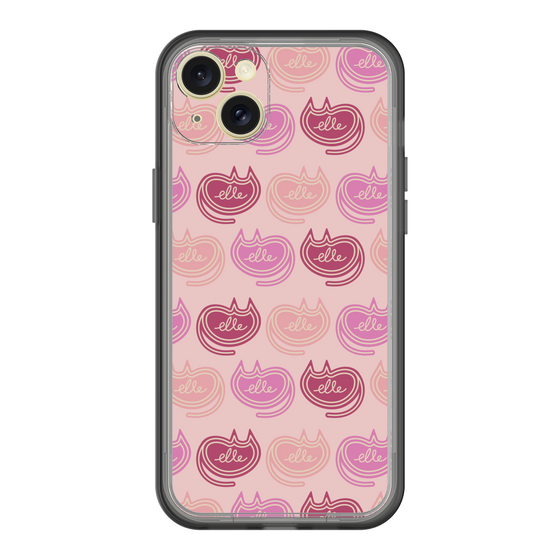 スリムプロテクションプレミアムケース［ ELLE - Cat Pattern - ピンク ］