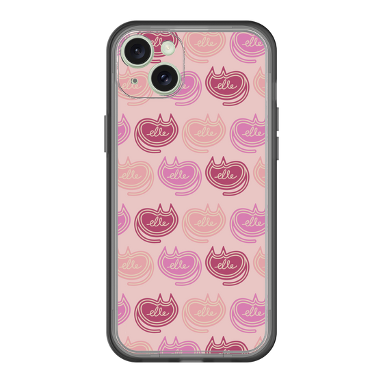 スリムプロテクションプレミアムケース［ ELLE - Cat Pattern - ピンク ］