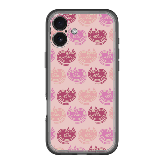 スリムプロテクションプレミアムケース［ ELLE - Cat Pattern - ピンク ］