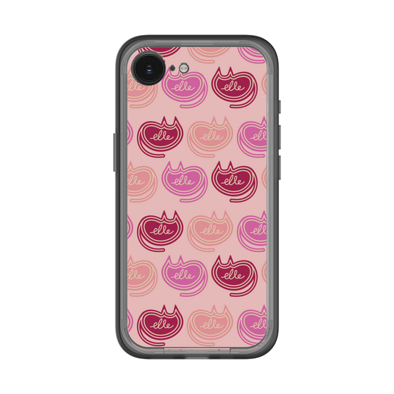 スリムプロテクションプレミアムケース［ ELLE - Cat Pattern - ピンク ］