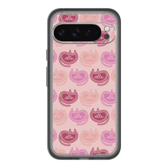スリムプロテクションプレミアムケース［ ELLE - Cat Pattern - ピンク ］