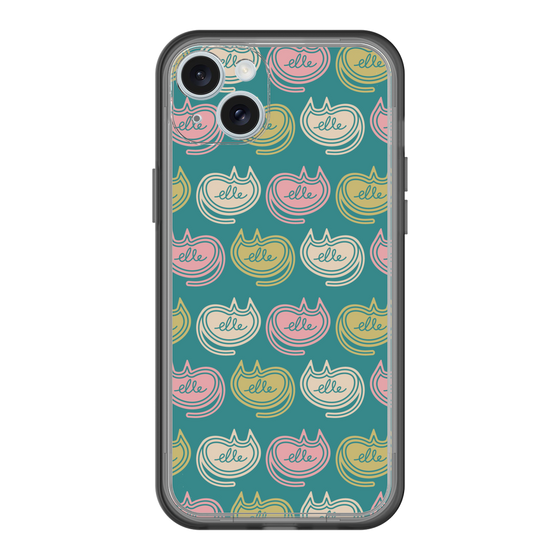 スリムプロテクションプレミアムケース［ ELLE - Cat Pattern - グリーン ］