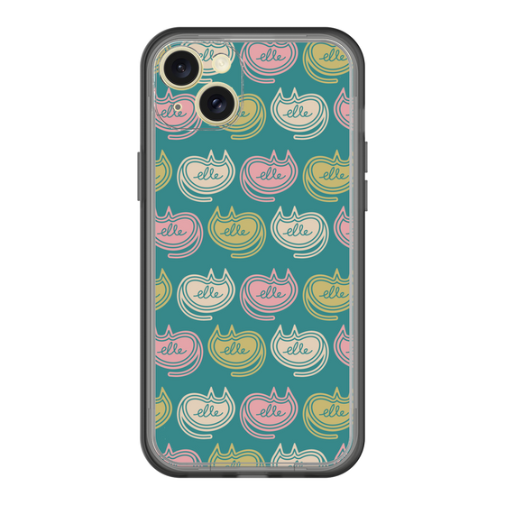 スリムプロテクションプレミアムケース［ ELLE - Cat Pattern - グリーン ］